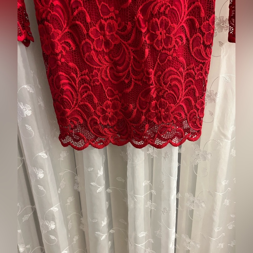💥4/$20 BUNDLE. Red Lace Christmas or New Years Dress - Picture 7 of 7